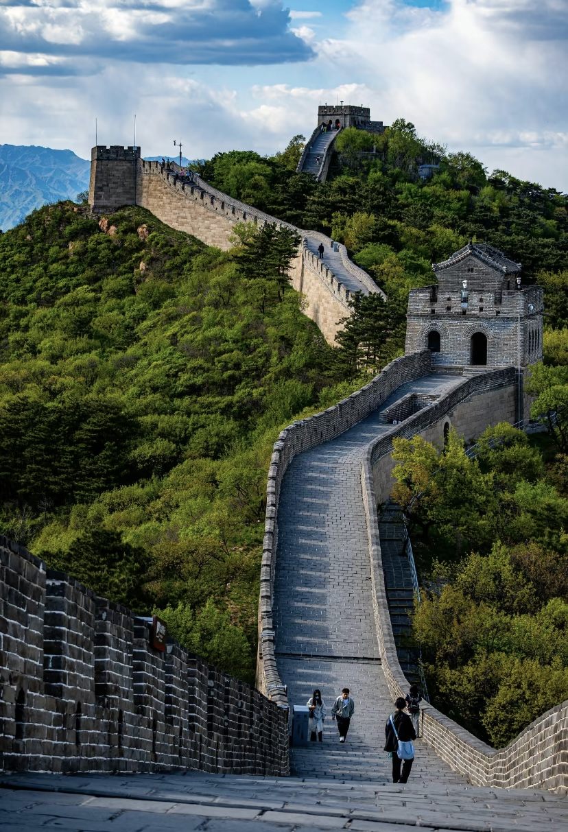 Walking a scenic stretch of the Great Wall of China, a classic stop on first-time private China tours