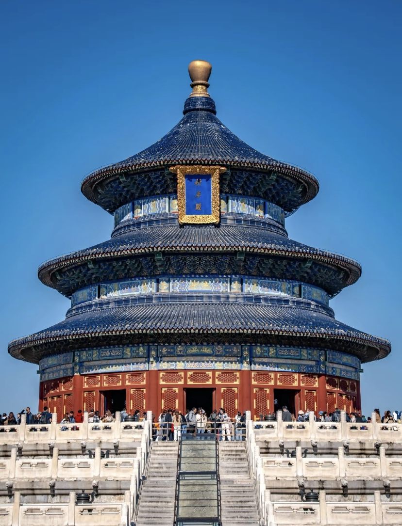 Blue-tiled Hall of Prayer at the Temple of Heaven in Beijing on a clear day