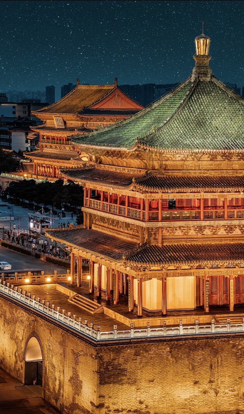 The Xi'an Bell Tower lit up at night