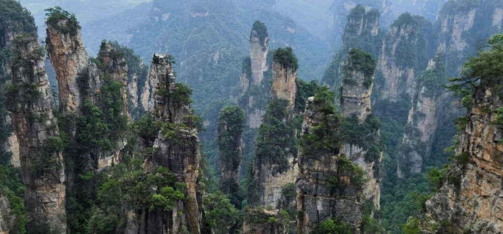 Sandstone pillars of Zhangjiajie National Forest Park, where most travellers spend 2 to 3 of their 3 to 5 days in Zhangjiajie