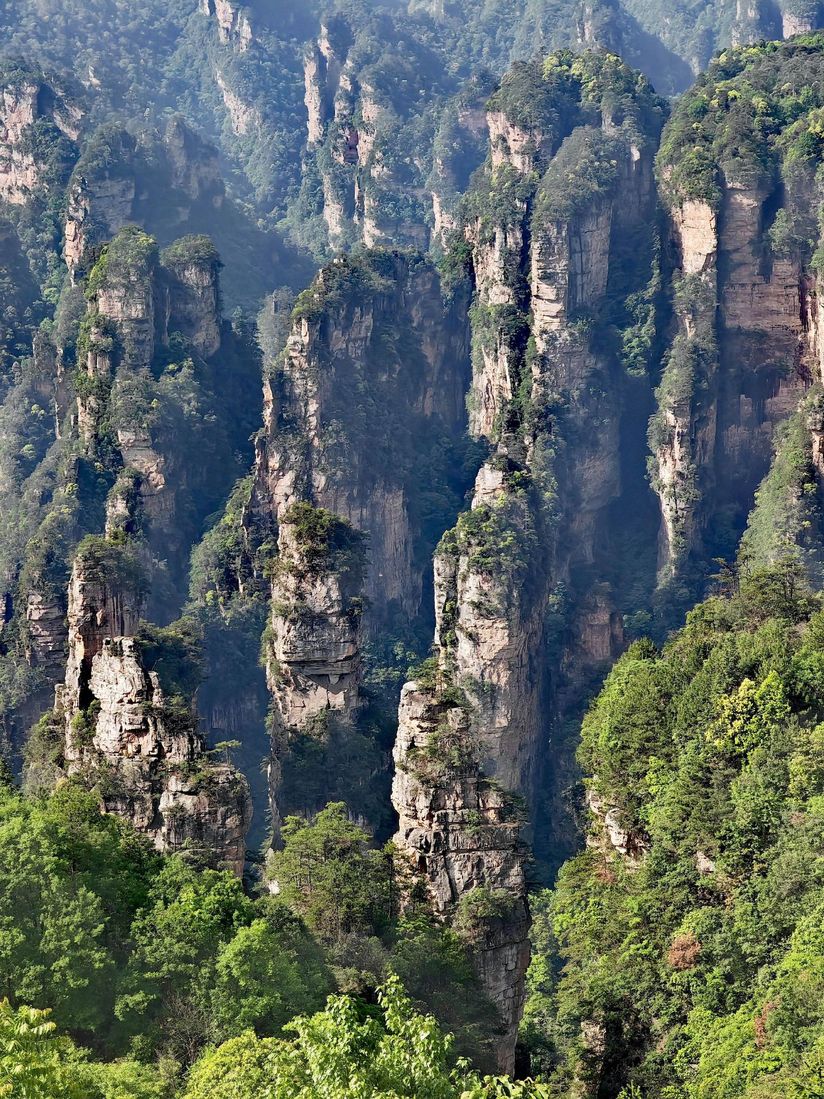 Quartz-sandstone pillars at Tianzi Mountain, Zhangjiajie National Forest Park